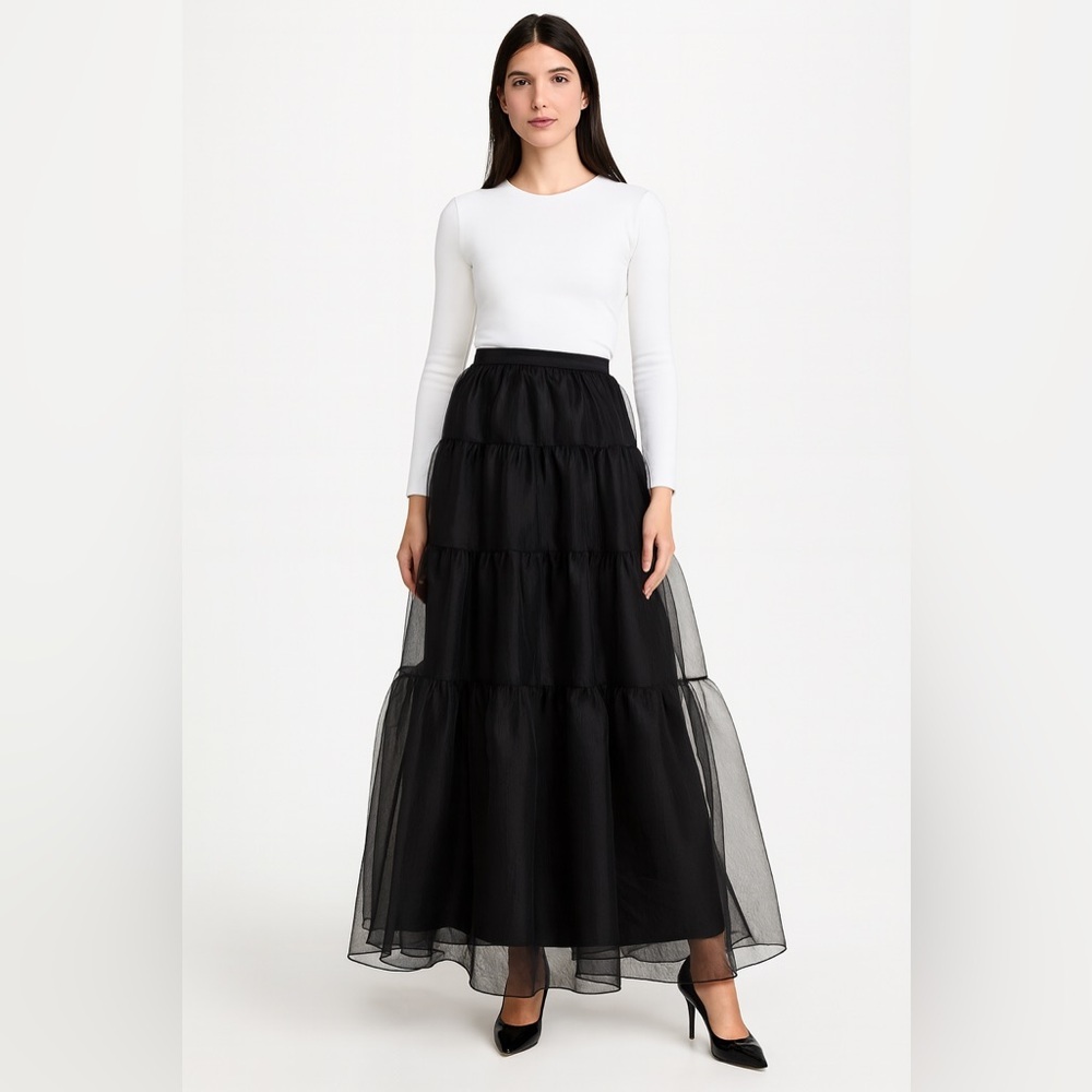 ❌SOLD❌Staud Dragon Ruffle Tulle Skirt in Black/Size 10 - Picture 2 of 10